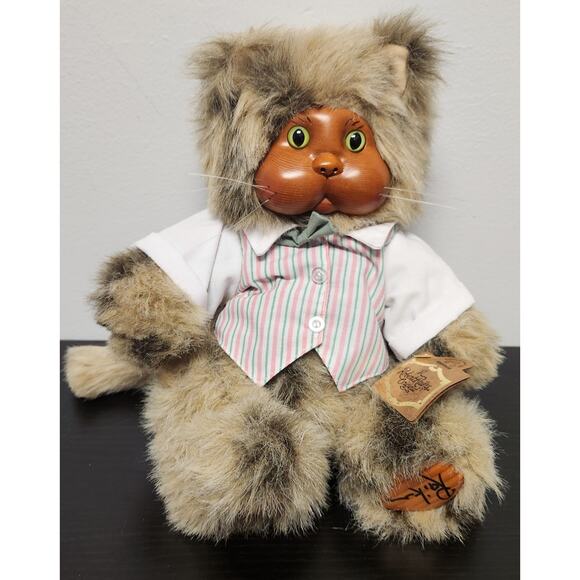 Vintage Robert Raikes Original "38558 Sidney" Wooden Face Doll w/ Tags & Signed - Picture 1 of 9